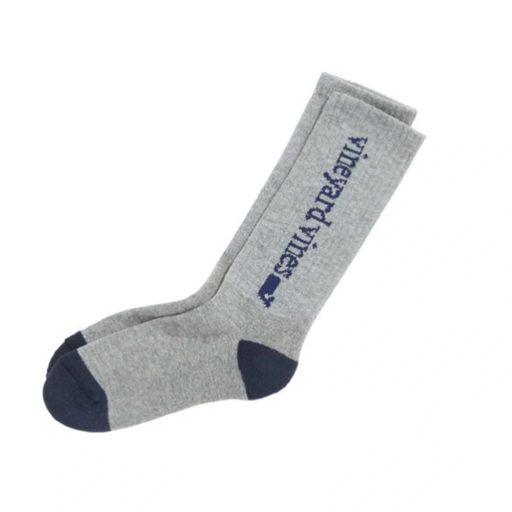 🐋 Vineyard Vines Boys Gray & Navy Socks – 2 Pack (NWT)
